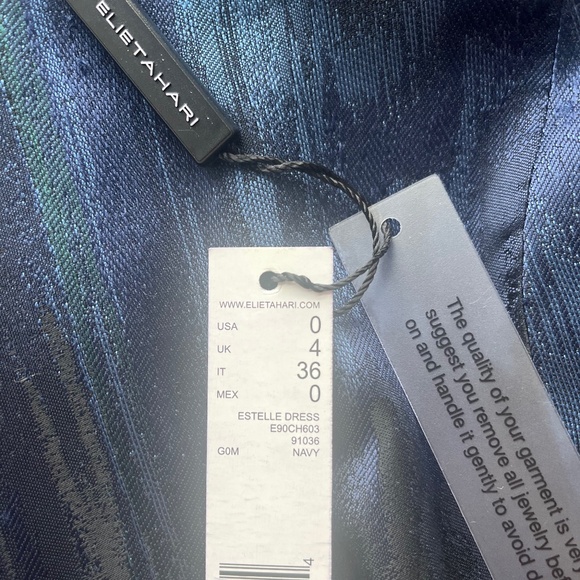 Elie Tahari Estelle Dress Cocktail Blue/Black sz 0 Retail $448 - Picture 5 of 9